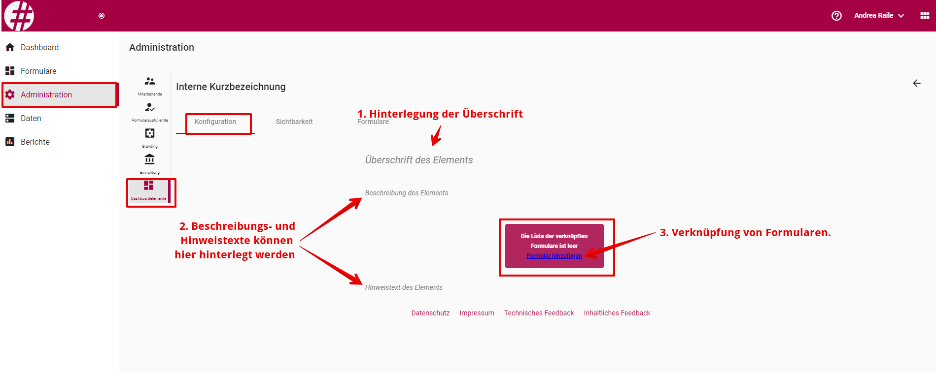 allgemeine einstellungen dashboardelement konfig