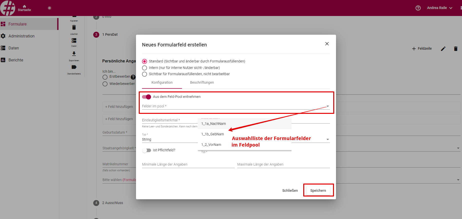 formular erstellen felder pool3