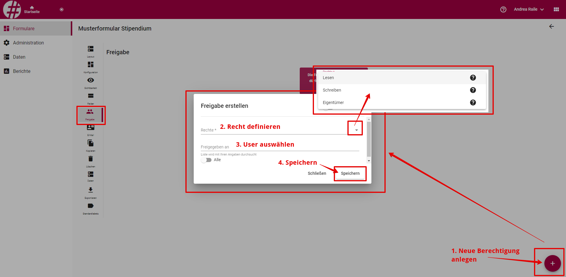 formular erstellen freigabe