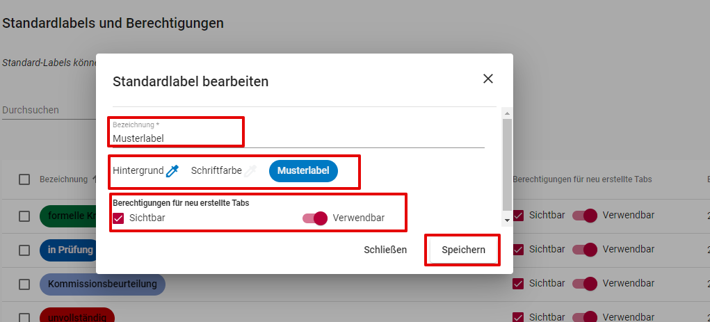 formular erstellen standardlabel anlegen