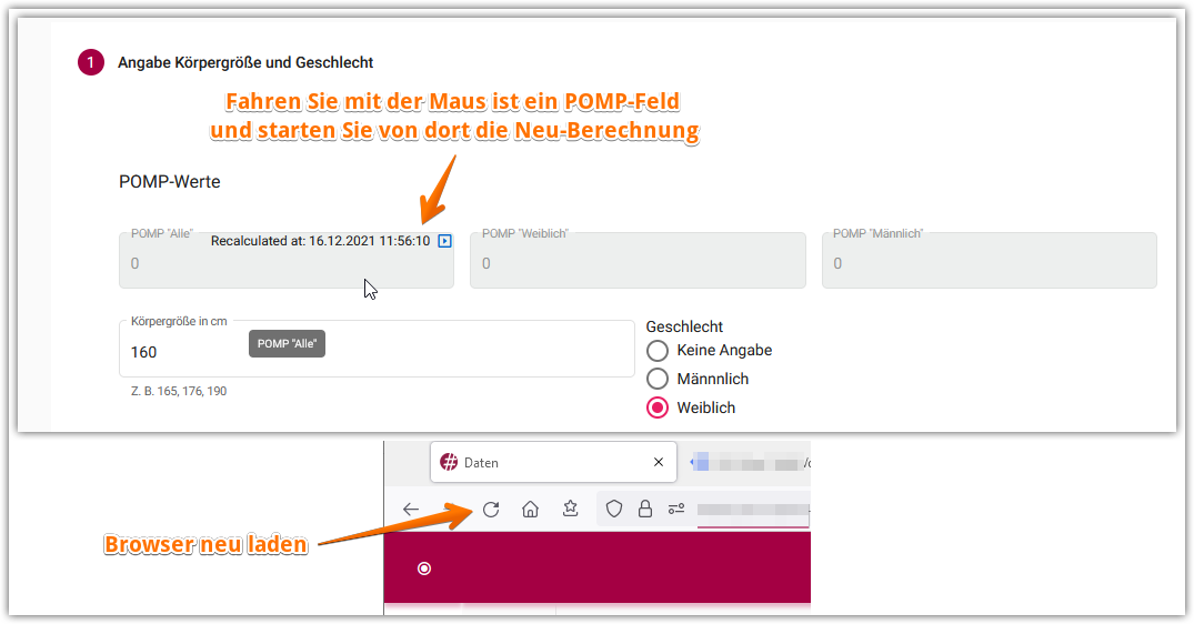 pomp neuberechnung in datensatzdetailansicht