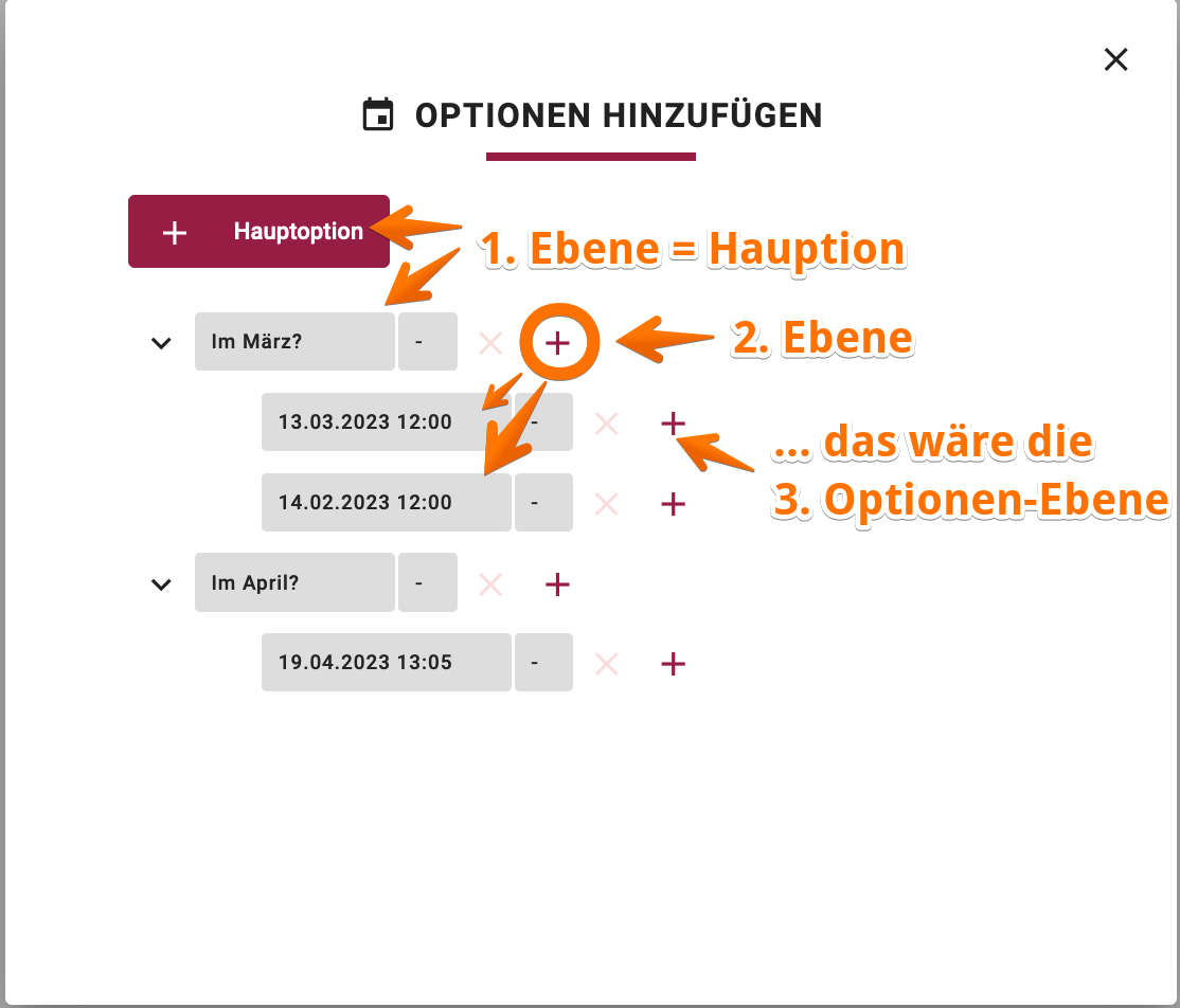 Terminoptionen anlegen