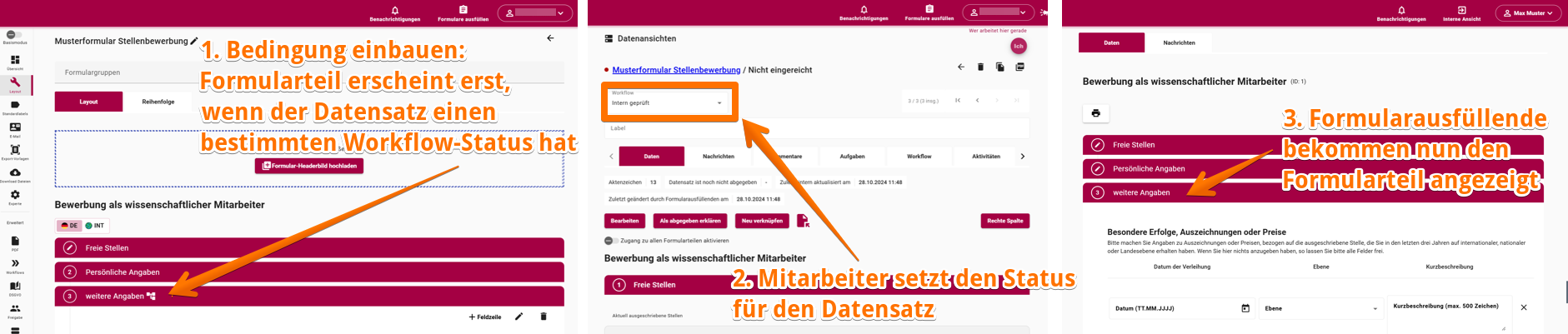 Workflow in dynamischen Formularen